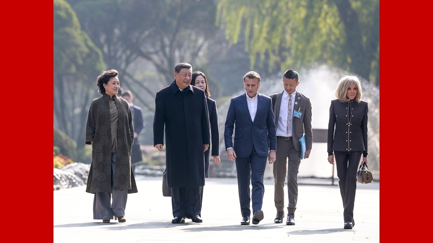 Los presidentes Xi Jinping y Macron se reúnen en Chengdu, provincia china de Sichuan
