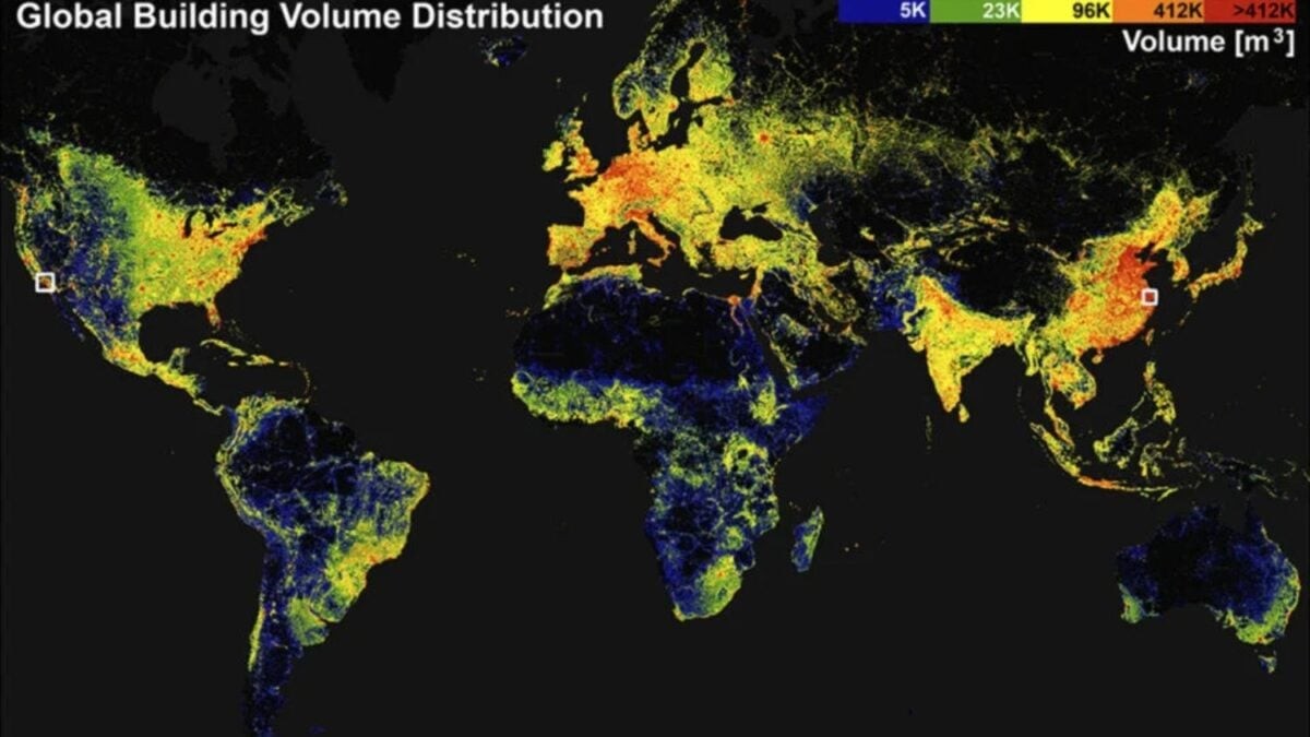 Este mapa muestra todos los edificios del planeta Tierra, ¡y es una locura!